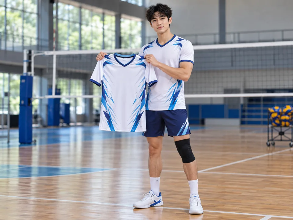Áo Bóng Chuyền Nam Storm Trắng Phối Xanh Thi Đấu