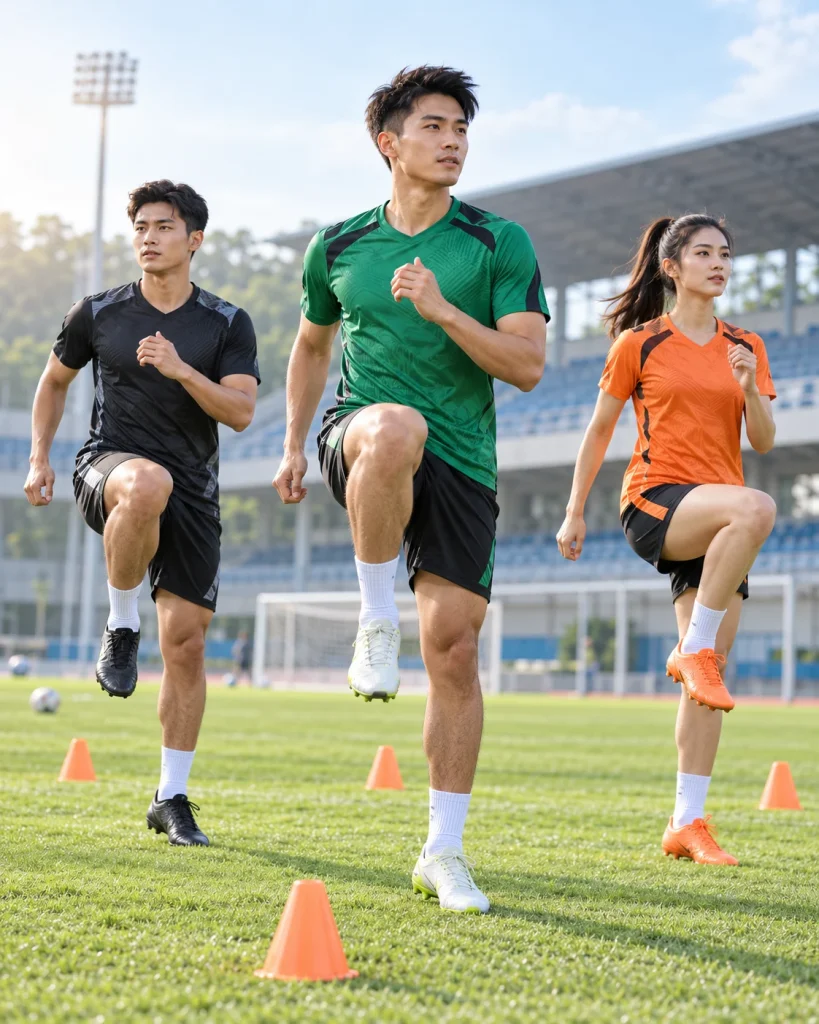 Banner trang phục tập luyện bóng đá với người mẫu toàn thân