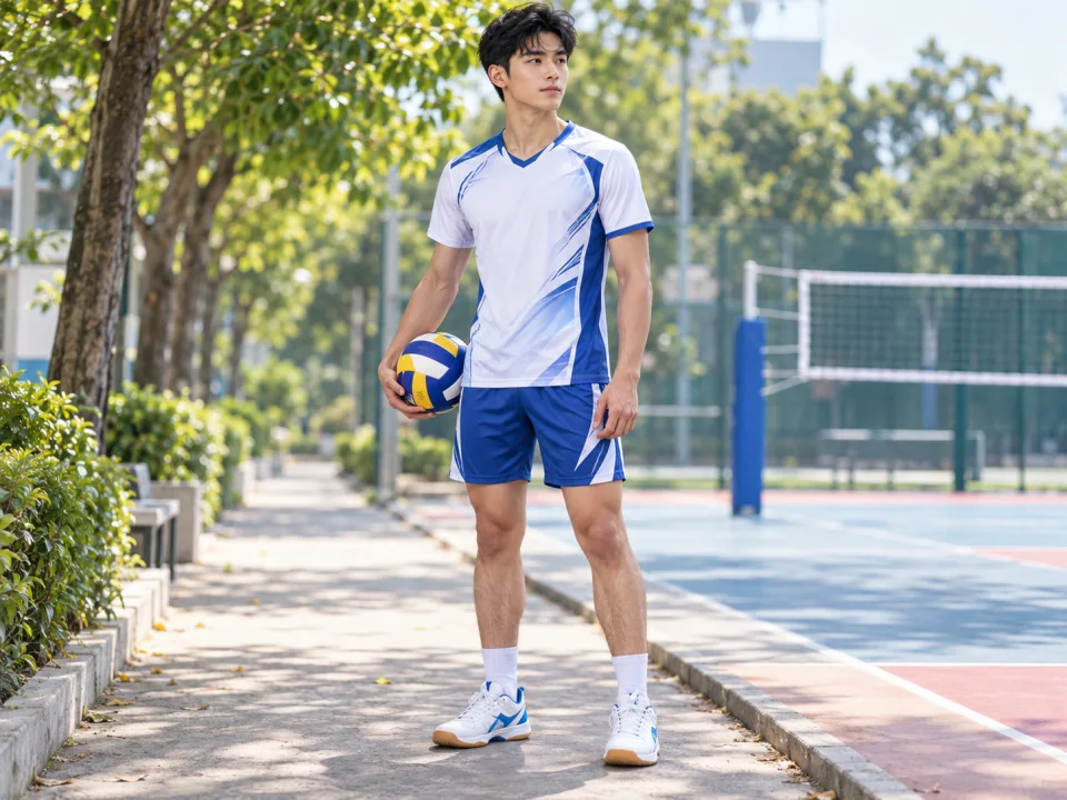 Bộ Bóng Chuyền Aero Trắng Phối Xanh Nam