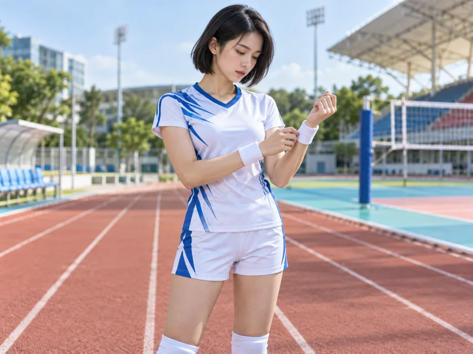Áo Bóng Chuyền Nữ Flow Trắng Phối Xanh Đội Nhóm