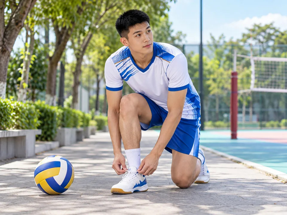Bộ Bóng Chuyền Aero Trắng Phối Xanh Phong Trào