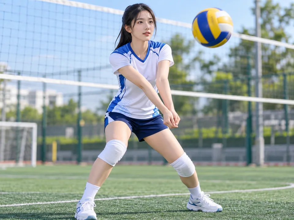 Áo Bóng Chuyền Nữ Prime Trắng Phối Xanh Phong Trào