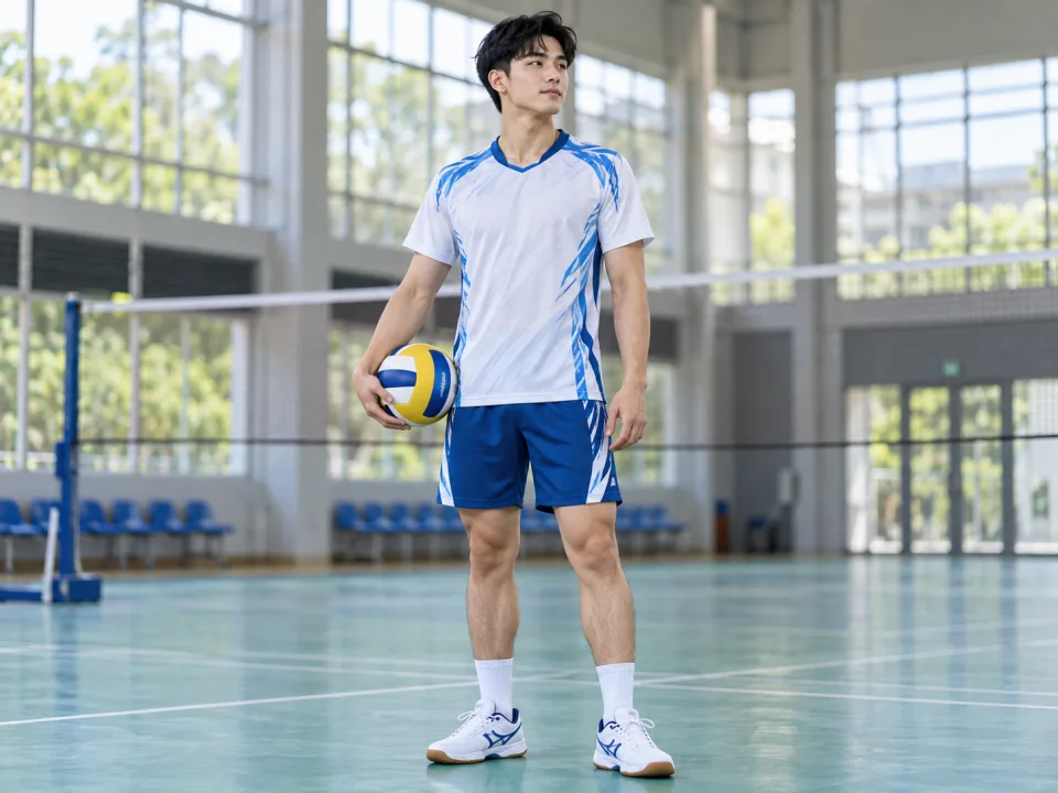 Áo Bóng Chuyền Nam Storm Trắng Phối Xanh Phong Trào