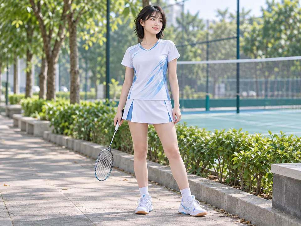 Bộ Cầu Lông Aero Trắng Phối Xanh Nữ