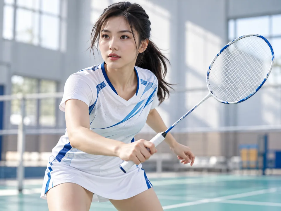 Vợt Cầu Lông Motion Trắng Phối Xanh Đội Nhóm