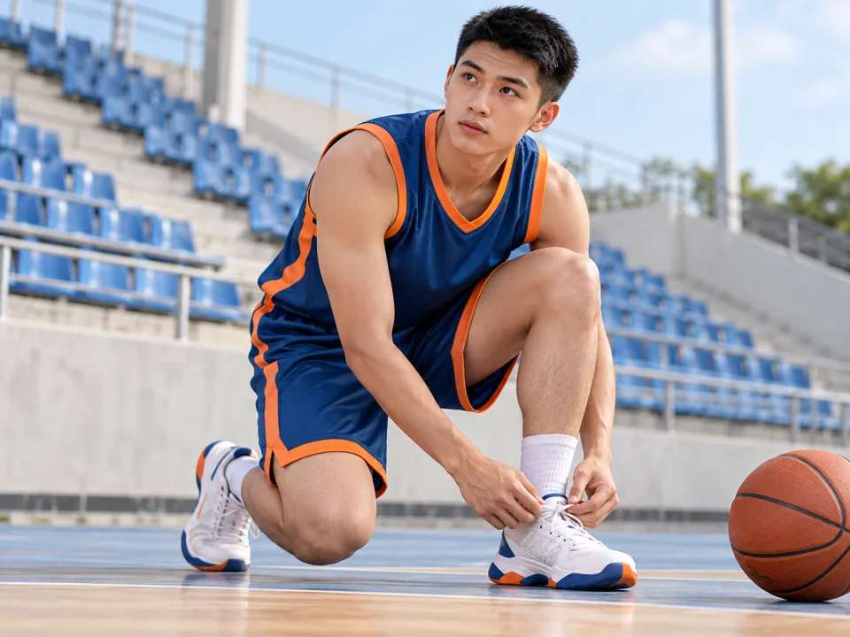 Bộ Bóng Rổ Core Xanh Viền Cam Đội Nhóm