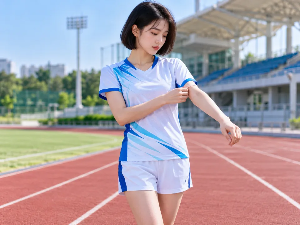 Áo Cầu Lông Flow Trắng Phối Xanh Phong Trào