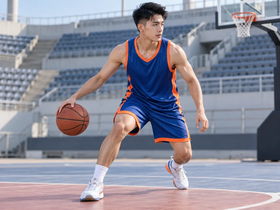 Bộ Bóng Rổ Core Xanh Viền Cam Phong Trào