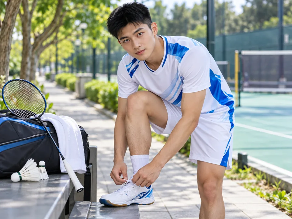 Bộ Cầu Lông Aero Trắng Phối Xanh Thi Đấu