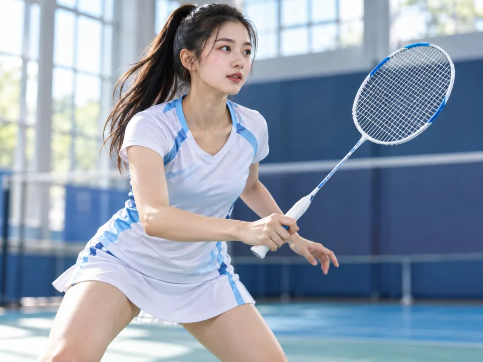 Vợt Cầu Lông Motion Trắng Phối Xanh Thi Đấu