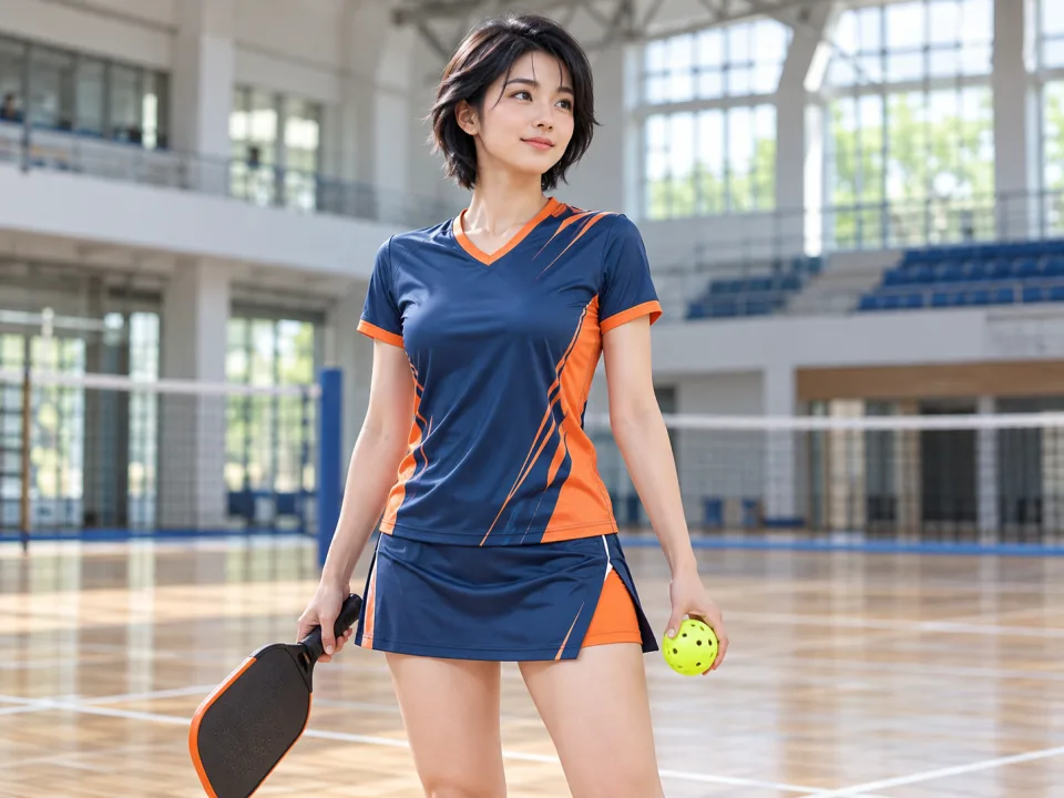 Bộ Đồ Pickleball Vertex Xanh Phối Cam Nữ